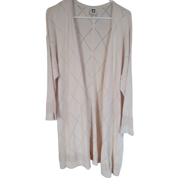 Anne Klein‎ Womens Cardigan Sweater Peach Long Open Front Size Medium SEE - Picture 3 of 14